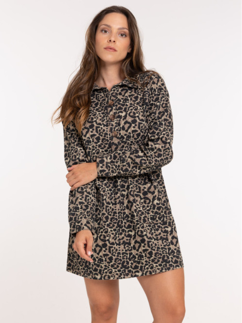 Robe chemise courte léopard...
