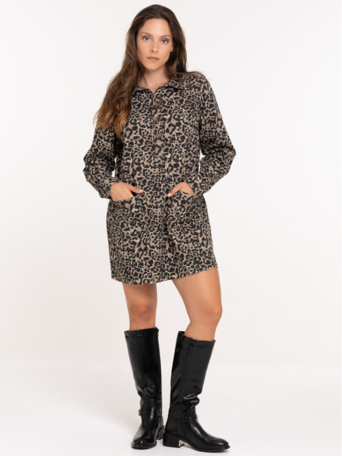 Robe chemise courte léopard...
