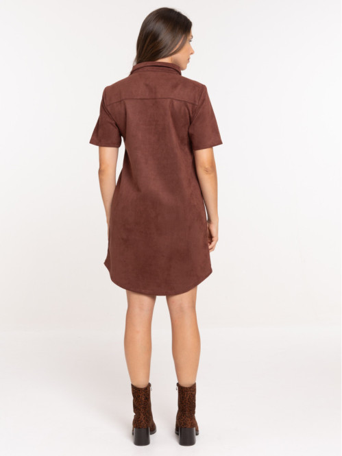 Robe suédine marron femme