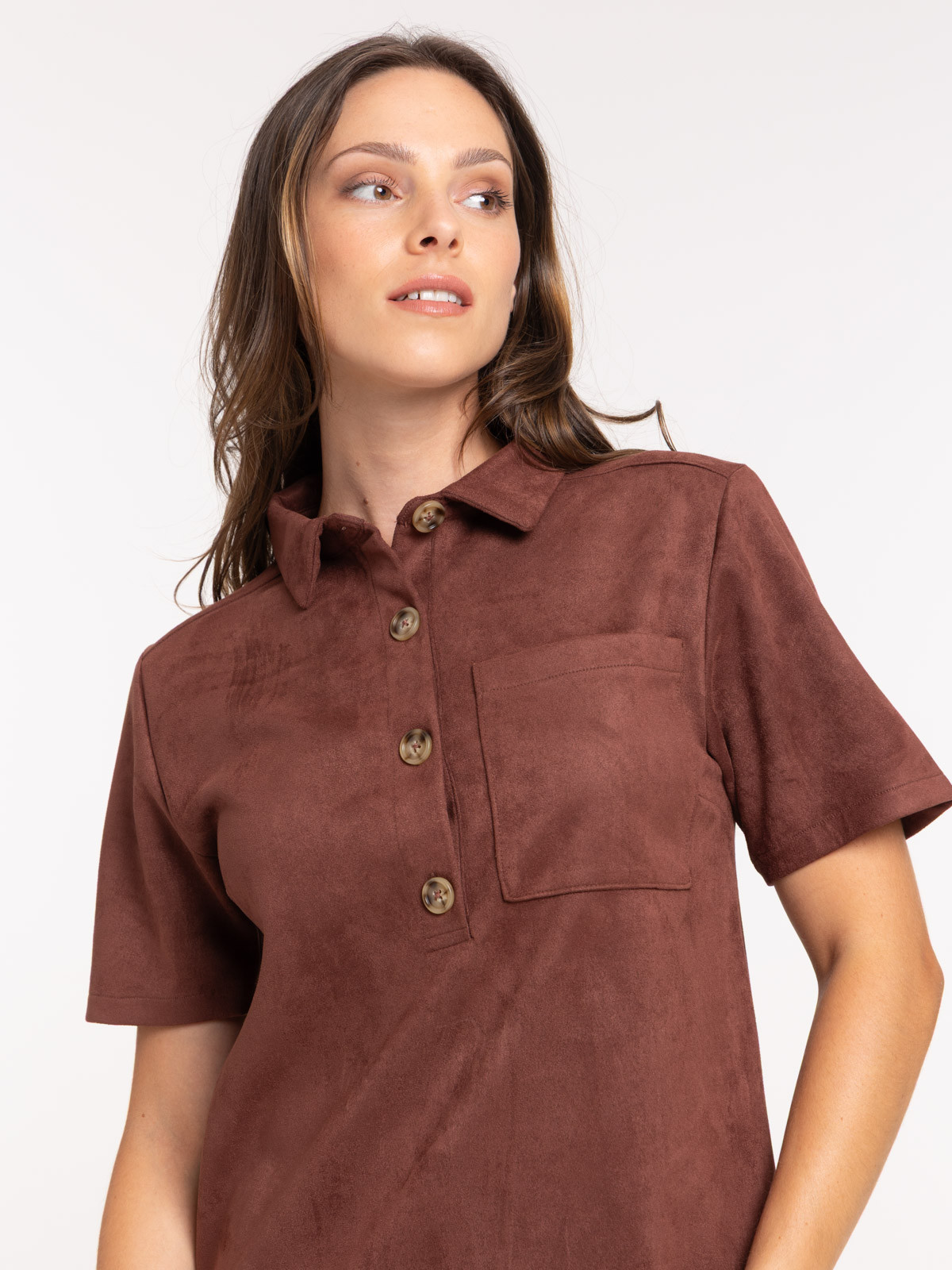 Robe suédine marron femme