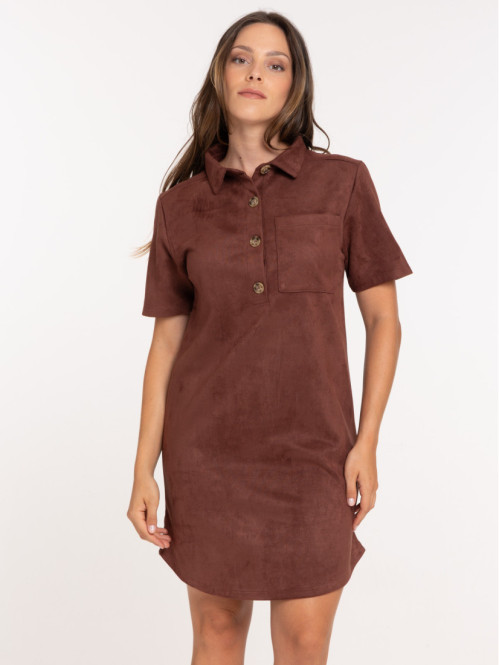 Robe suédine marron femme