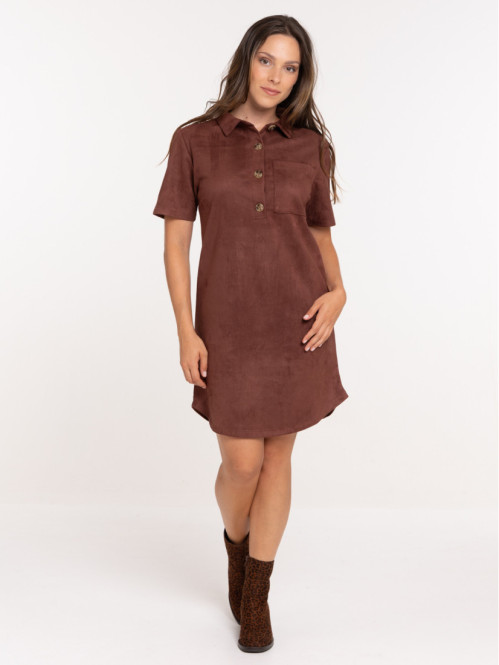Robe suédine marron femme
