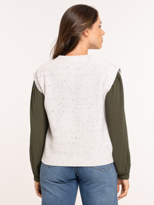 Pull sans manches crème...