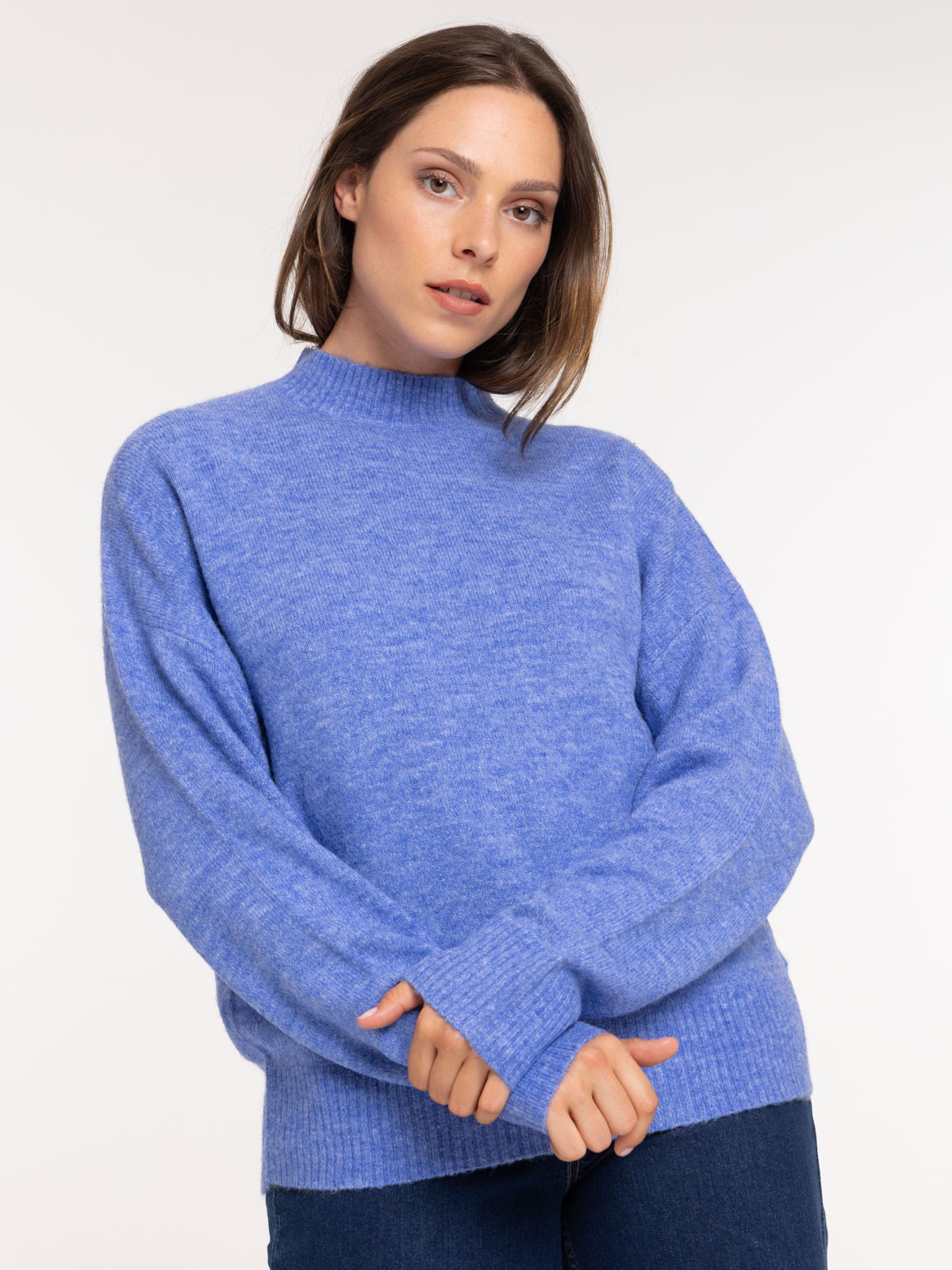 Pull col montant basique femme