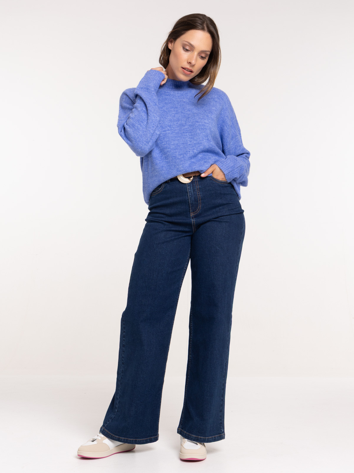 Pull col montant basique femme