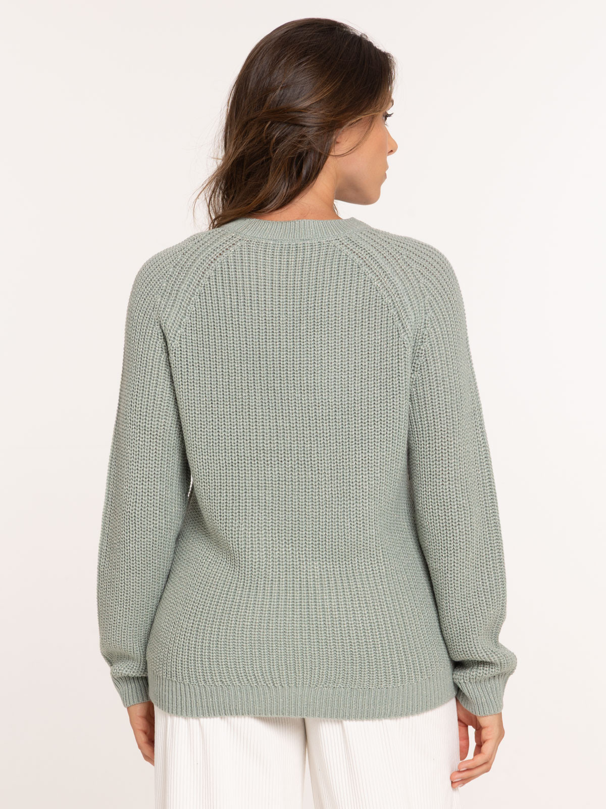 Pull maille brillante coloris jade femme Pull maille brillante coloris jade femme