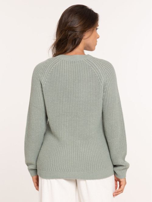 Pull maille brillante coloris jade femme Pull maille brillante coloris jade femme