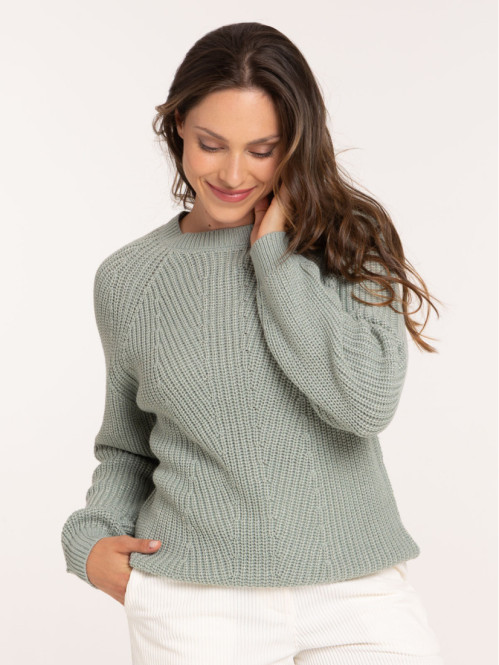 Pull maille brillante coloris jade femme