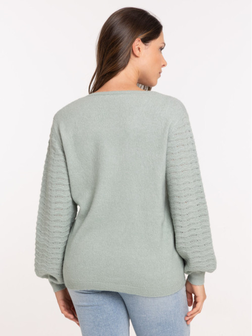 Pull jade col V femme