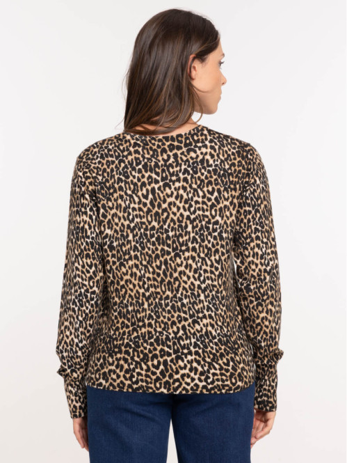 Pull léopard femme
