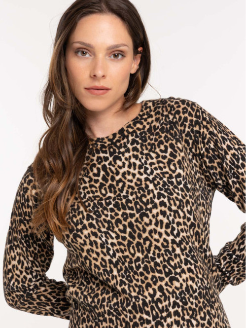 Pull léopard femme