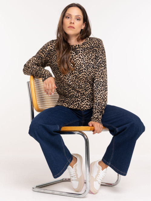 Pull léopard femme
