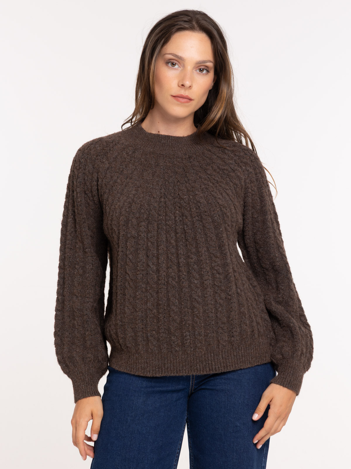 Pull col montant black coffee femme