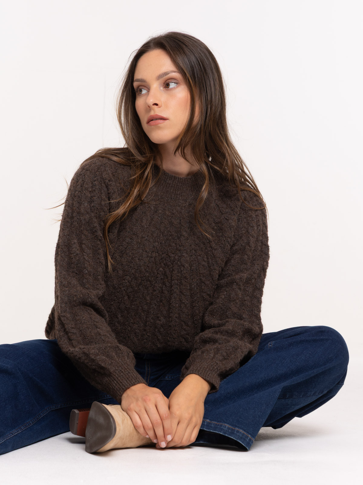 Pull col montant black coffee femme