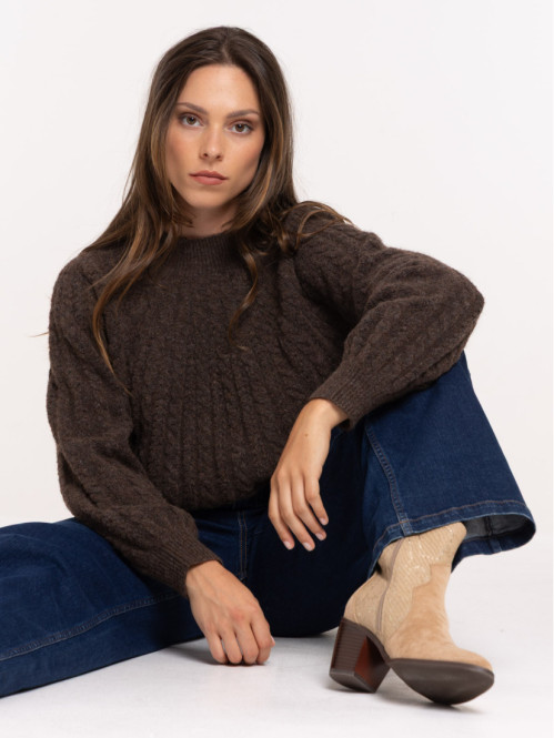 Pull col montant black coffee femme