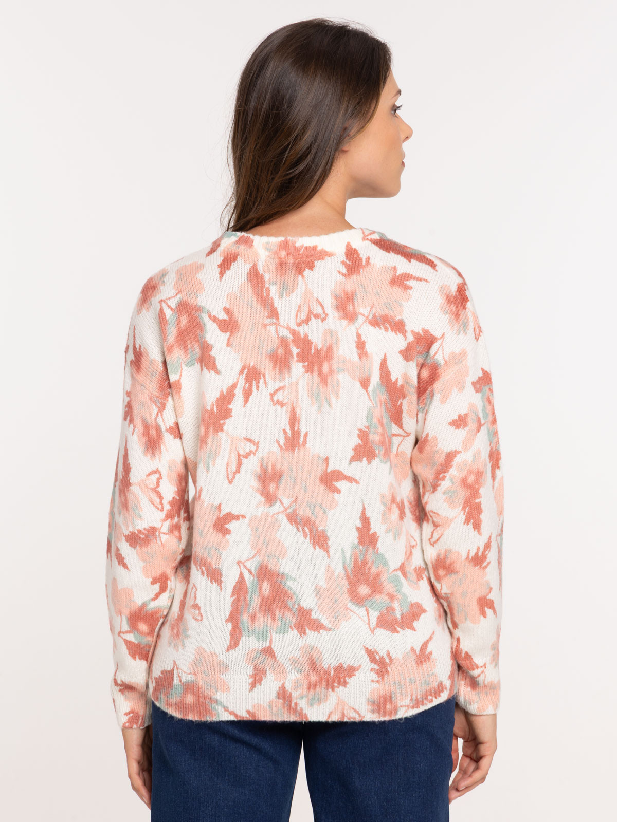 Pull fleuri col rond femme Pull fleuri col rond femme