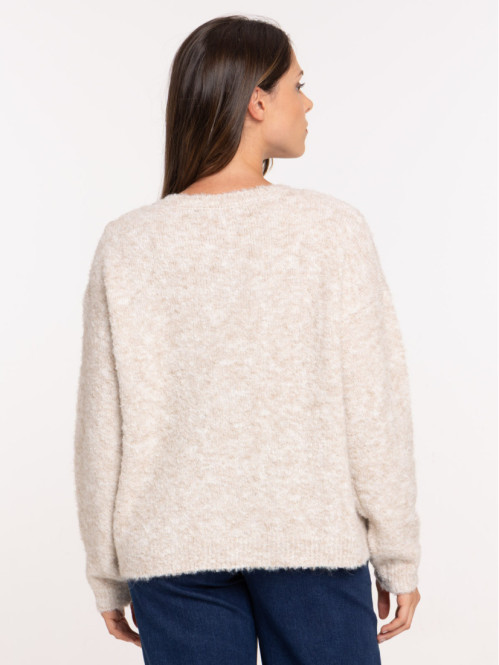 Pull femme crème grisée...