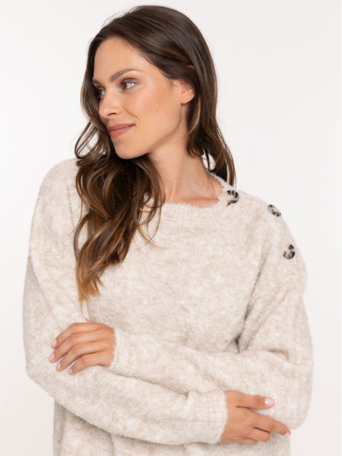 Pull femme crème grisée...