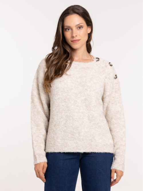 Pull femme crème grisée...