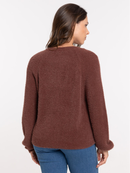 Pull marron col rond...