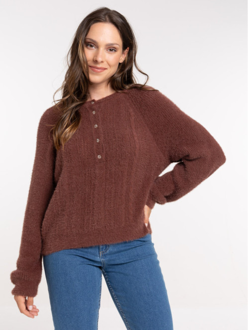 Pull marron col rond...