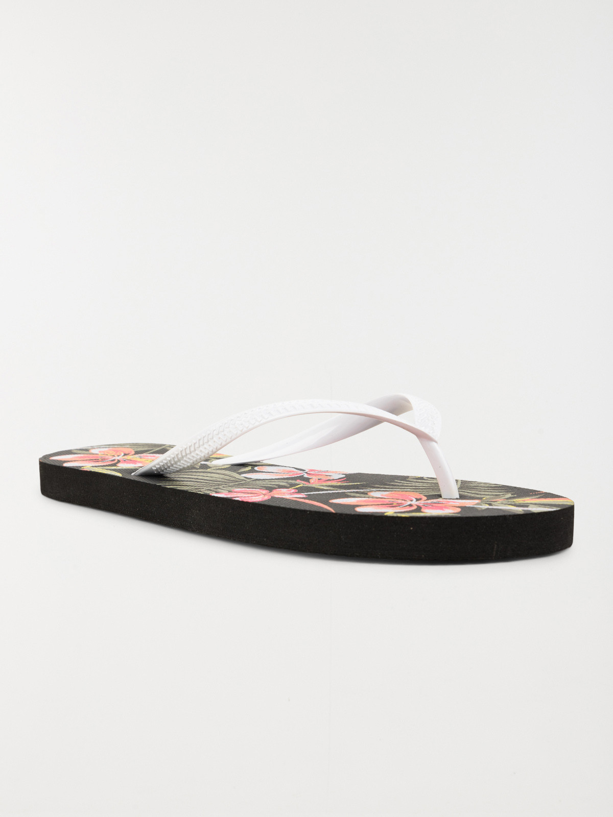Tong motif fleuri femme noir (36-41)