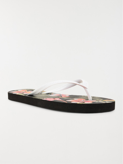 Tong motif fleuri femme noir (36-41)