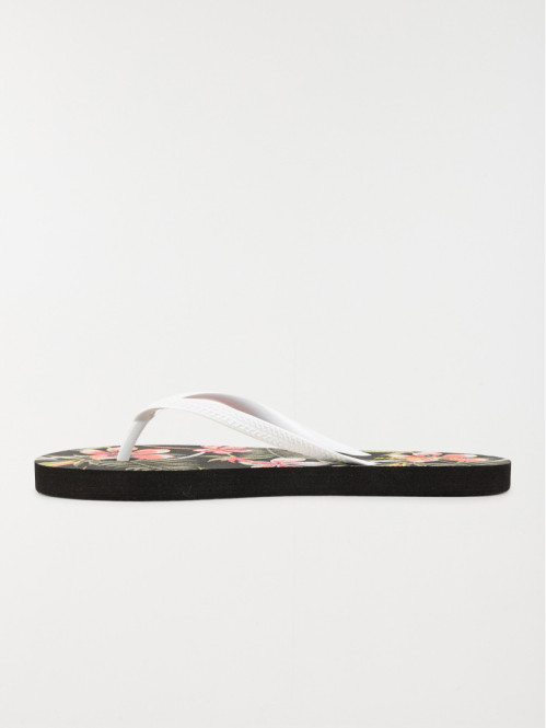 Tong motif fleuri femme noir (36-41)