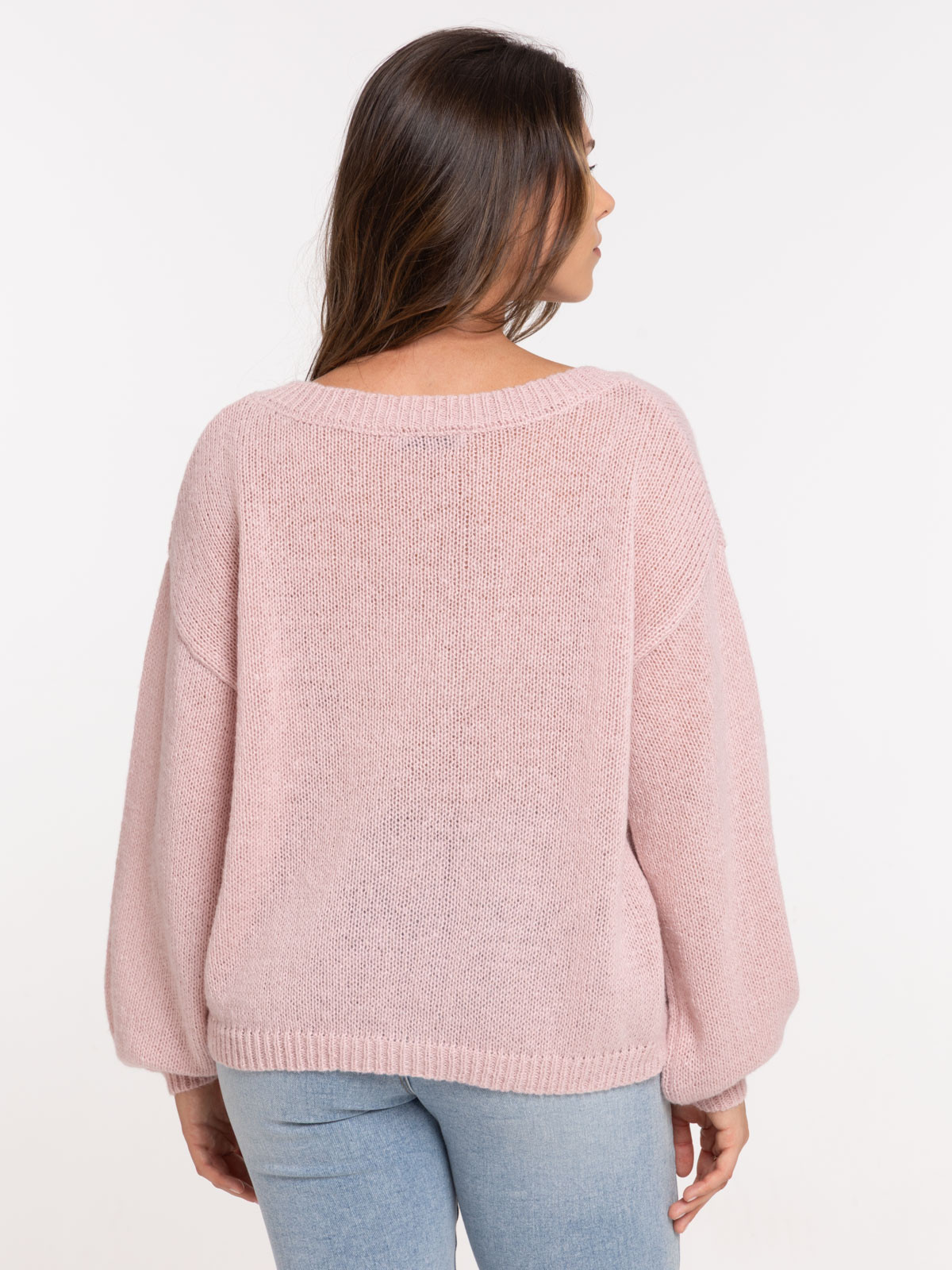 Gilet col V boutonné rose quartz femme