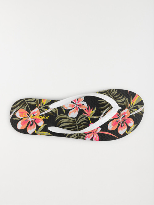 Tong motif fleuri femme noir (36-41)