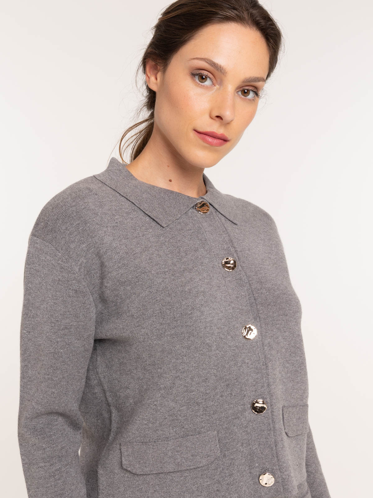 Gilet gris anthracite chiné femme Gilet gris anthracite chiné femme