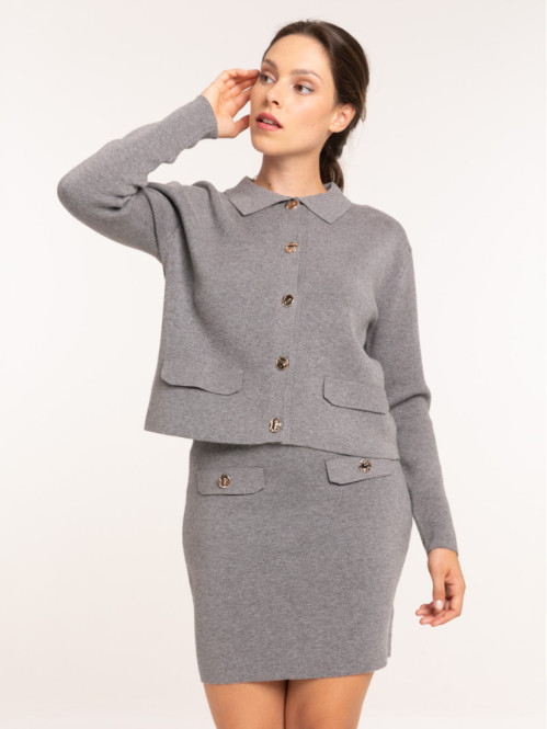 Gilet gris anthracite chiné...