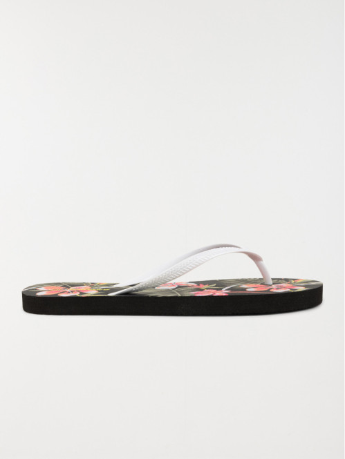 Tong motif fleuri femme noir (36-41)