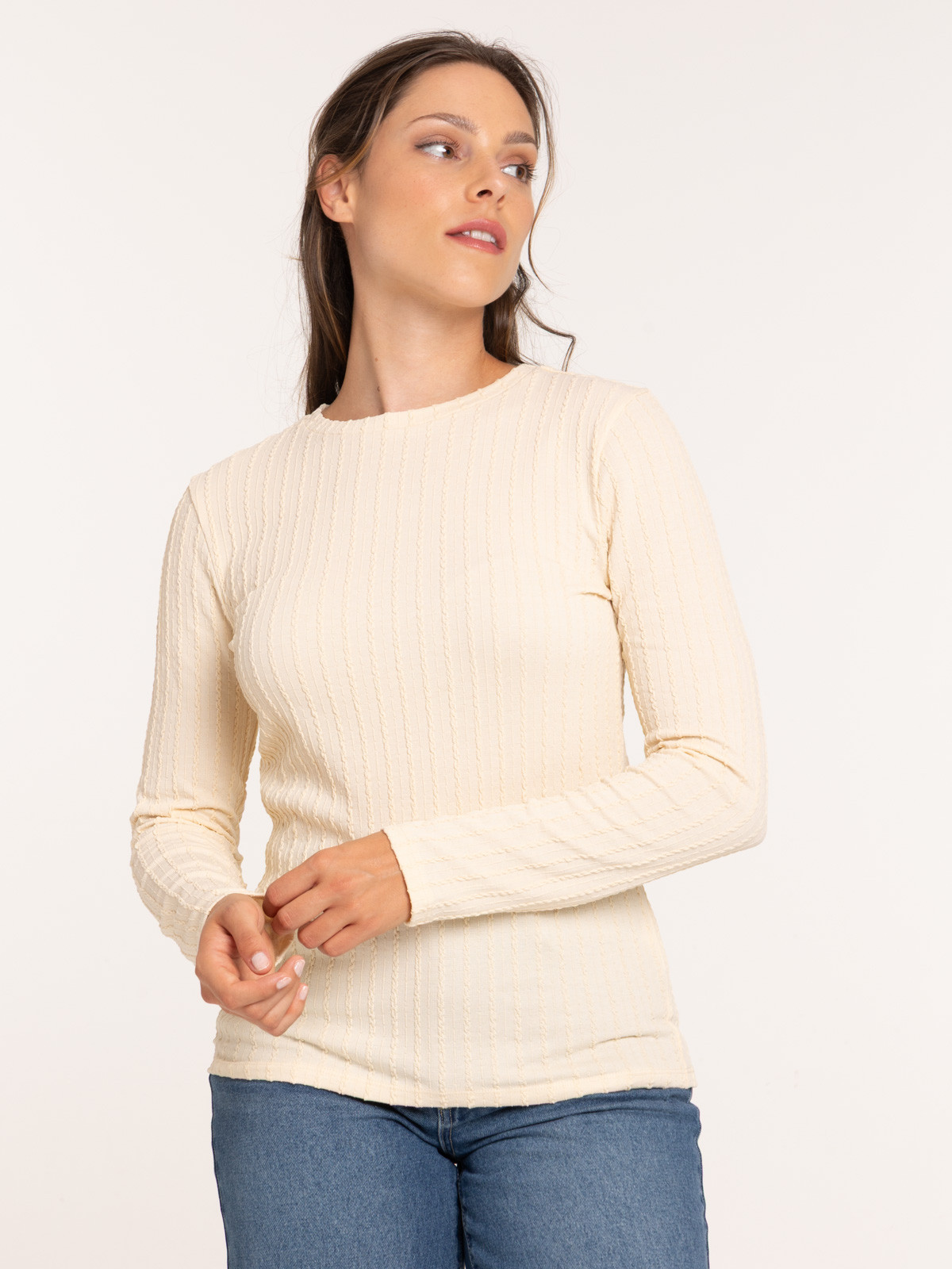 T-shirt torsades manches longues femme T-shirt torsades manches longues femme