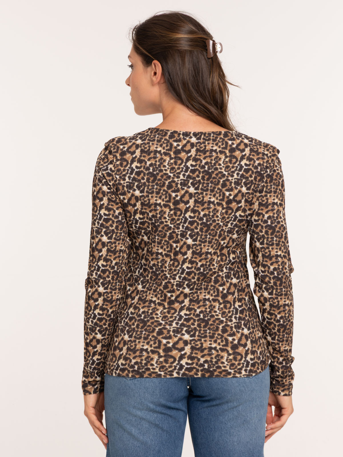 T-shirt côtelé motif léopard femme T-shirt côtelé motif léopard femme
