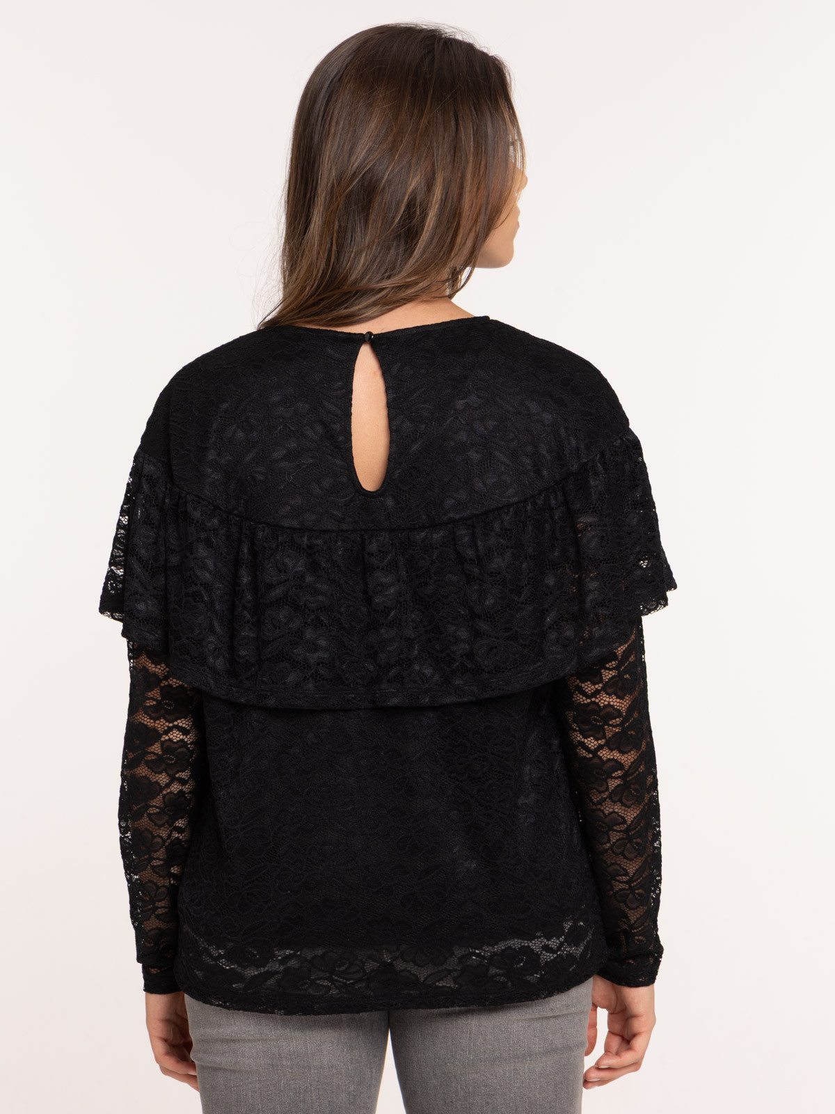 T-shirt noir dentelle taille