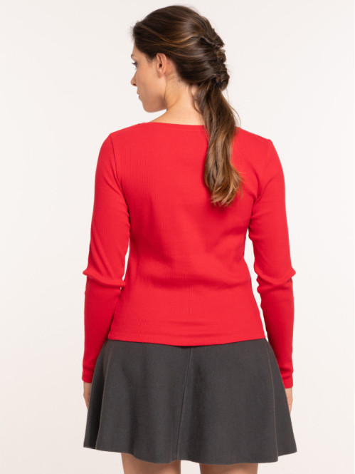 T-shirt cotelé coeur femme