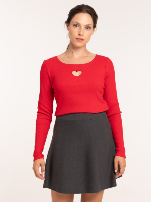 T-shirt cotelé coeur femme