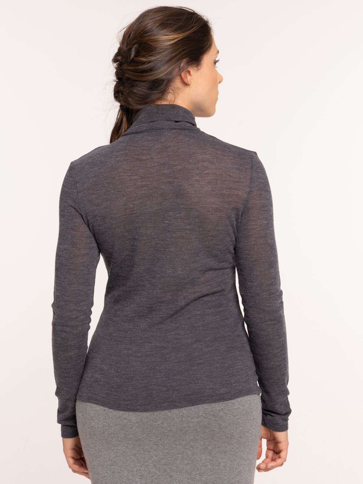 T-shirt col roulé gris anthracite femme