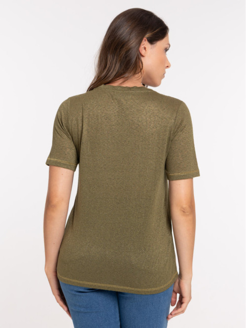 T-shirt col V kaki indien...