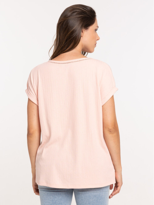 T-shirt col V dentelle...
