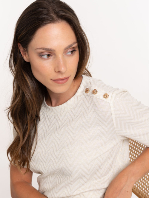 T-shirt col rond boutons...