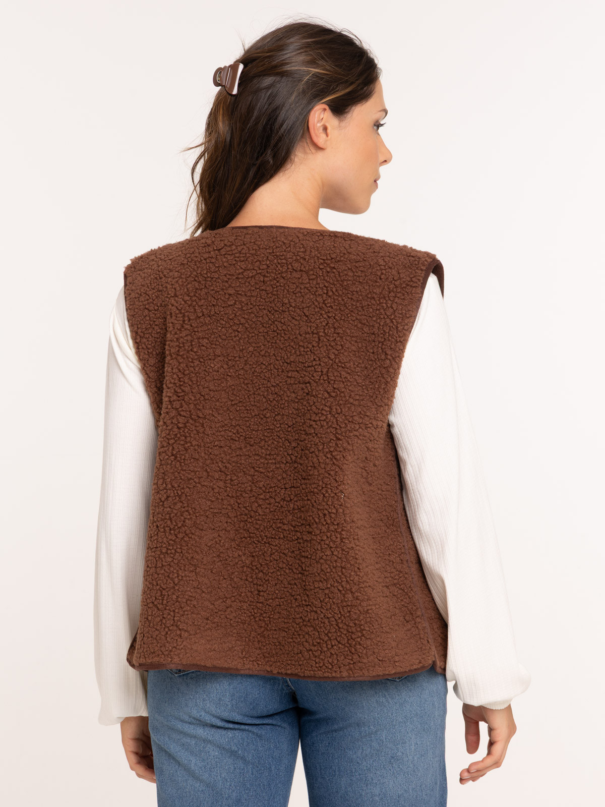 Gilet sans manches marron femme