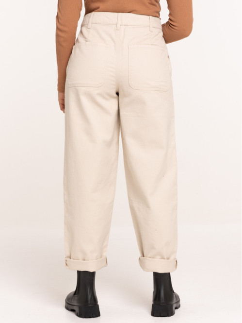 Pantalon large beige grisé...
