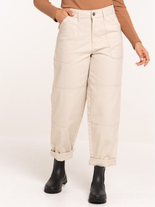 Pantalon large beige grisé...