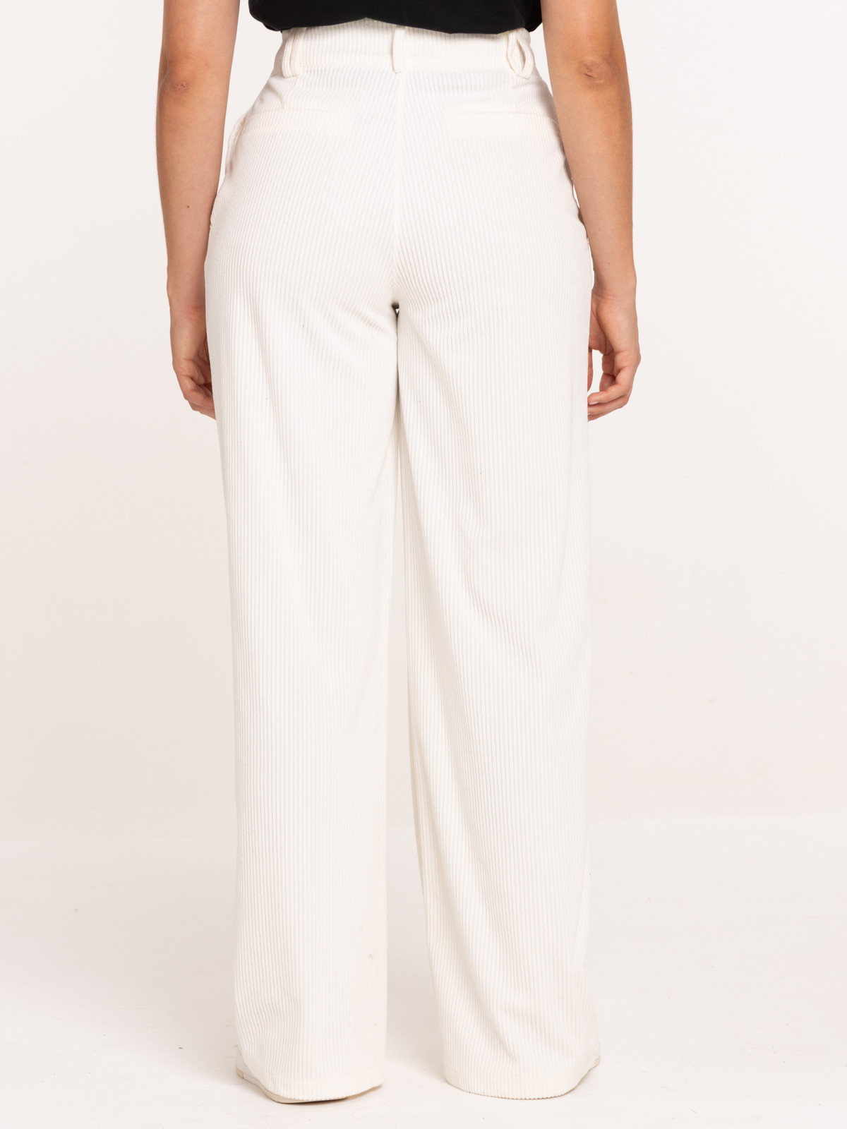 Pantalon écru large en velours femme