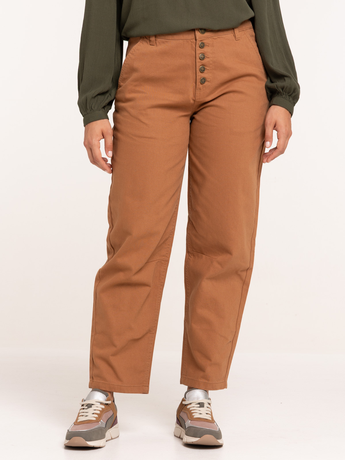 Pantalon femme camel foncé