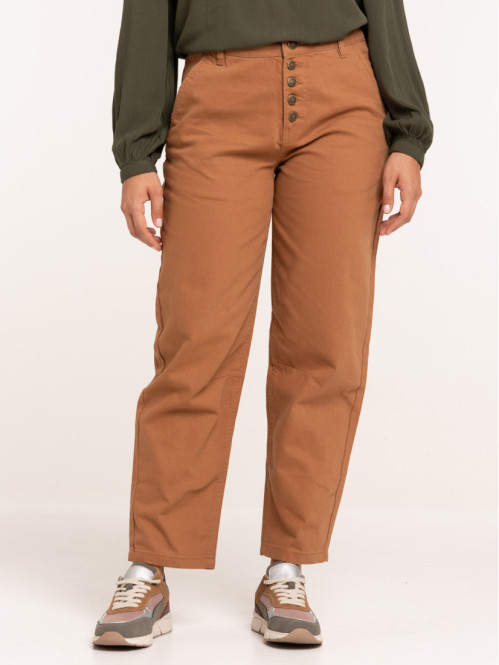 Pantalon femme camel foncé