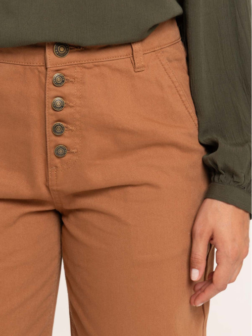 Pantalon femme camel foncé