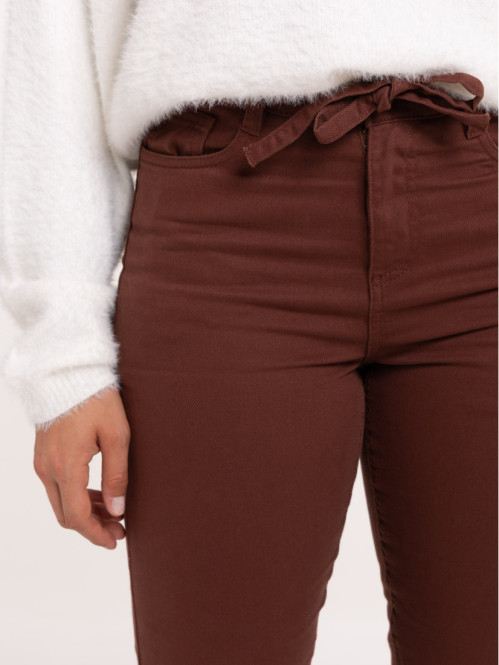 Pantalon straight marron femme